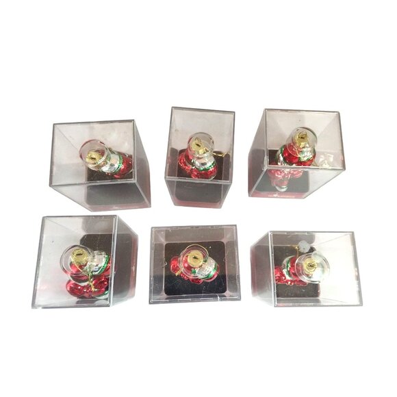 Set Of 6 Santas Workbench Christmas Candy Cane Ornaments Glass In Original Boxes - Picture 3 of 8